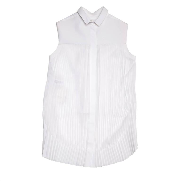 Celine White Cotton and Chiffon Sleeveless Shirt For Sale at 1stDibs ...