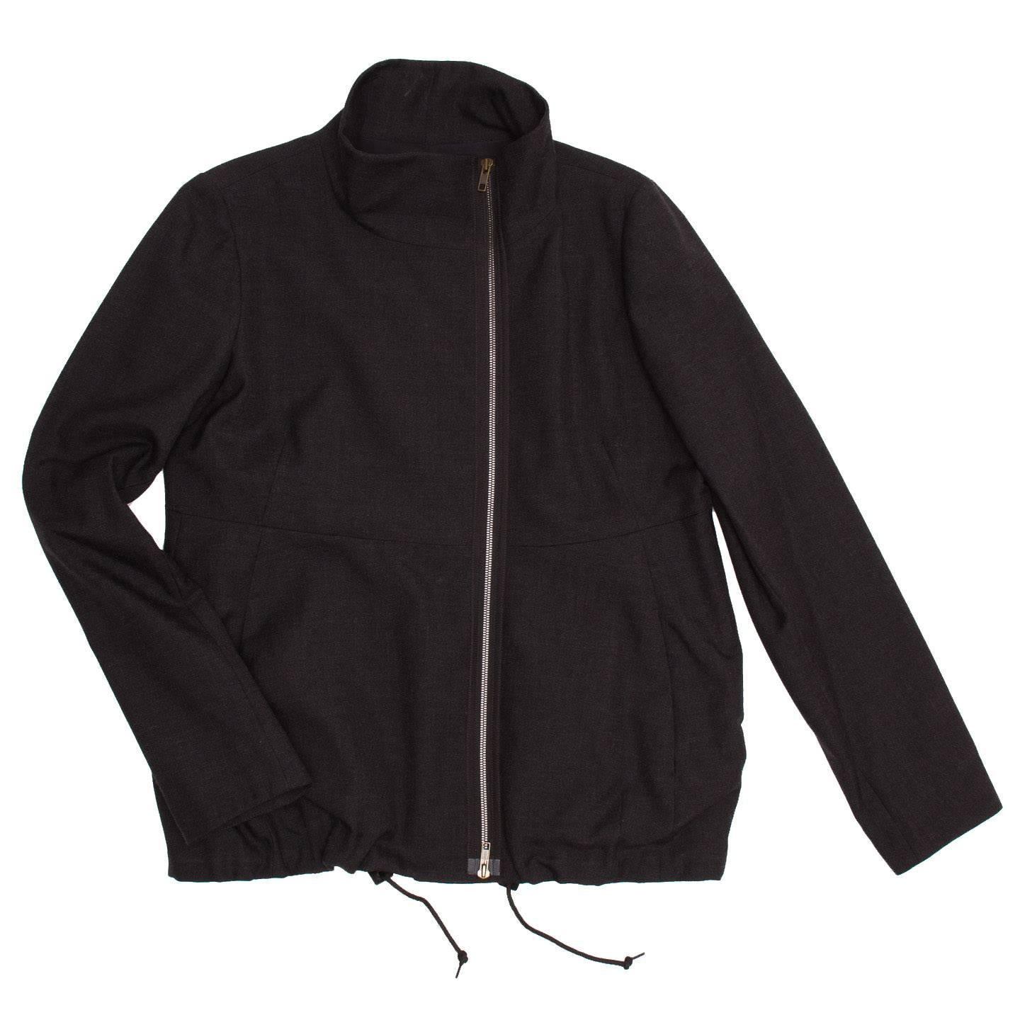 Black Marni Dark Grey Wool Zip Jacket For Sale