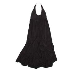 Balenciaga Black Silk Long Halter Dress