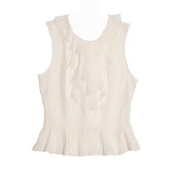 Chanel Ivory Silk Sleeveless Ruffle Bib Top