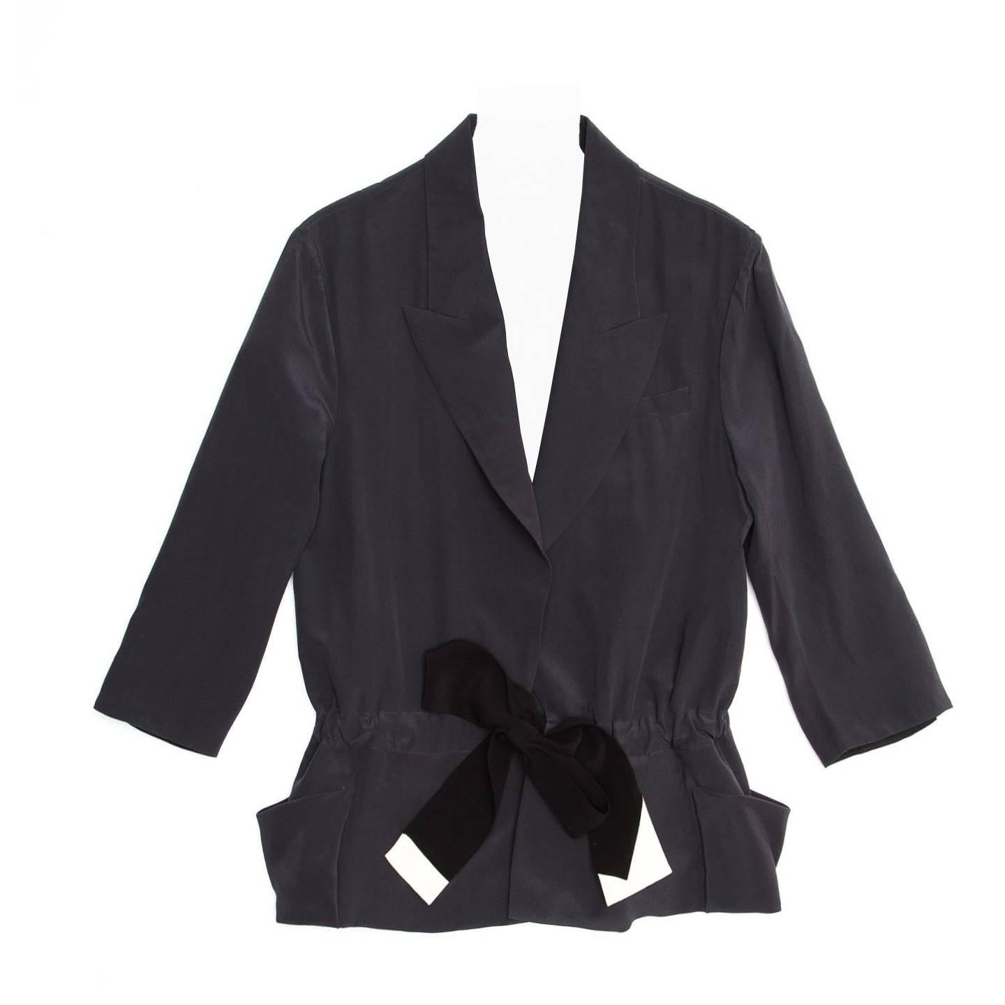 Vionnet Grey Silk Belted Jacket For Sale