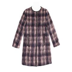 Prada Multicolor Tartan Mohair Coat