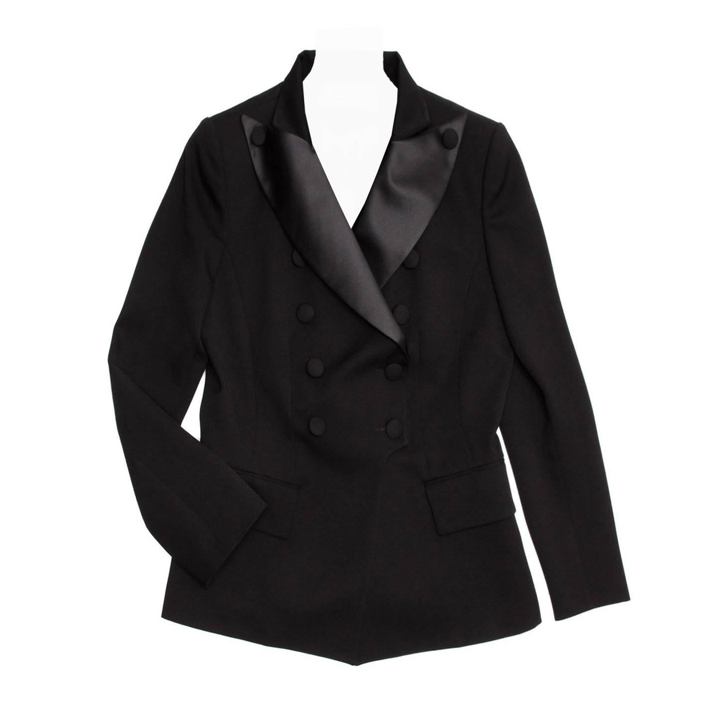 Balmain Black Wool Tuxedo Jacket For Sale