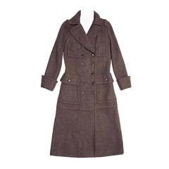 Louis Vuitton Brown Wool Tweed Hooded Coat