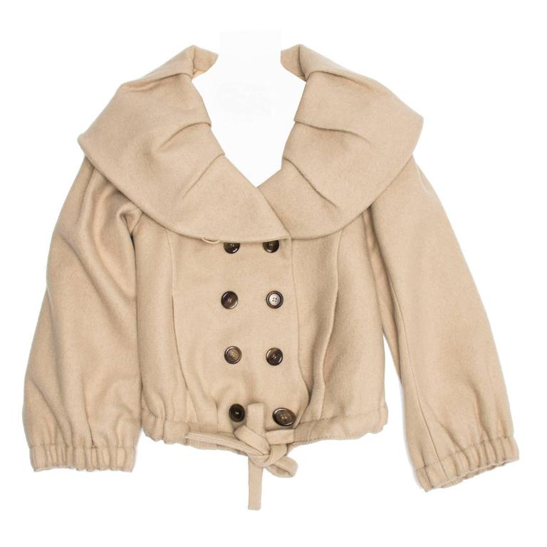 Louis Vuitton Beige Wool Shawl Collar Jacket For Sale at 1stDibs