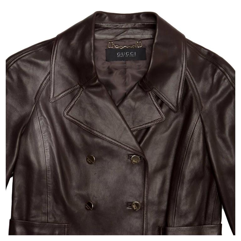 gucci leather jacket brown
