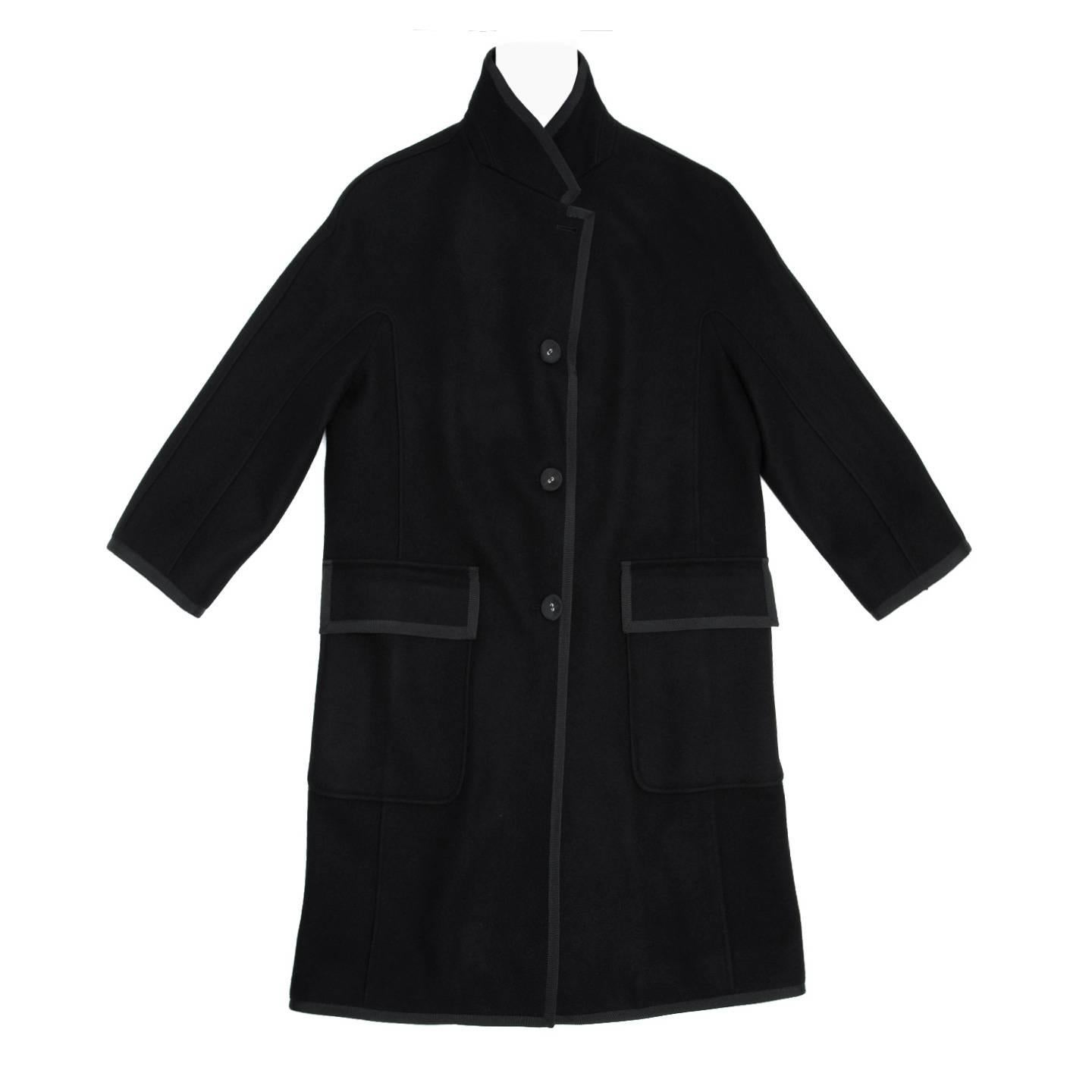 Thom Browne Black Wool & Cashmere Coat