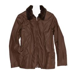 Jil Sander Brown Nylon & Fur Jacket