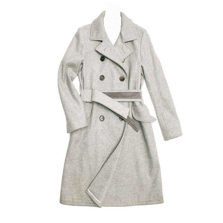 Jil Sander Grey Cashmere Trench Coat For Sale at 1stDibs