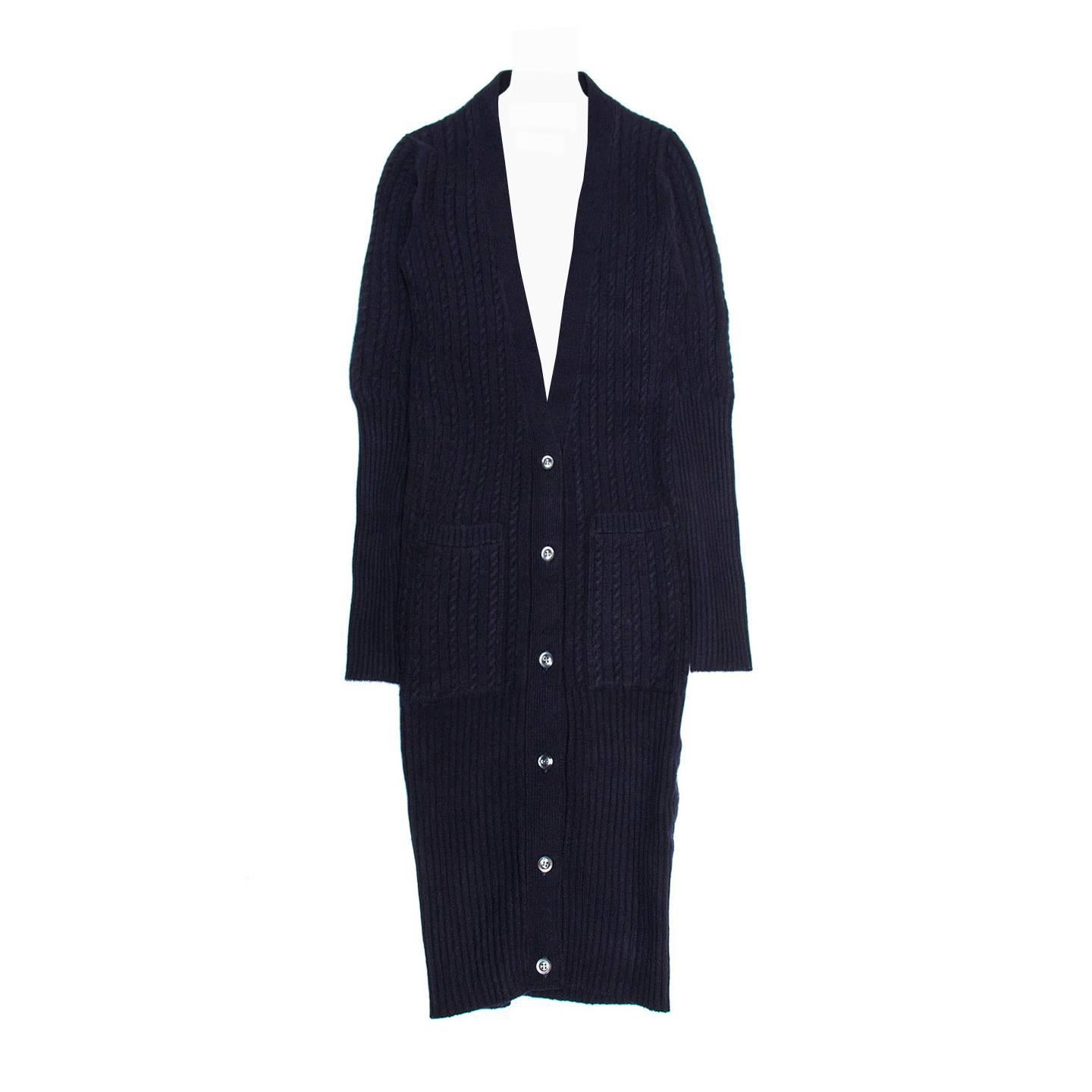 Thom Browne Navy Cashmere Cardigan Dress For Sale