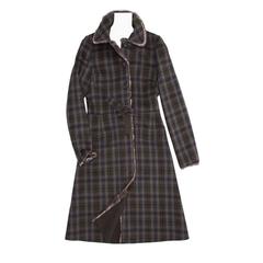 Prada Brown & Grey Tartan Wool Coat 1