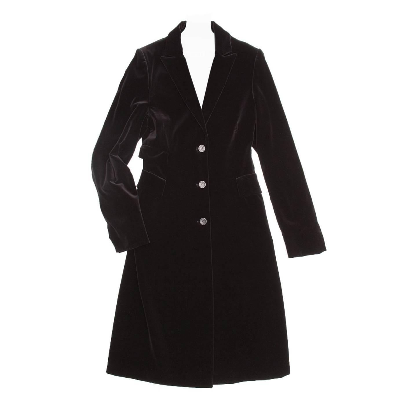 Jil Sander Black Cotton Velvet Coat