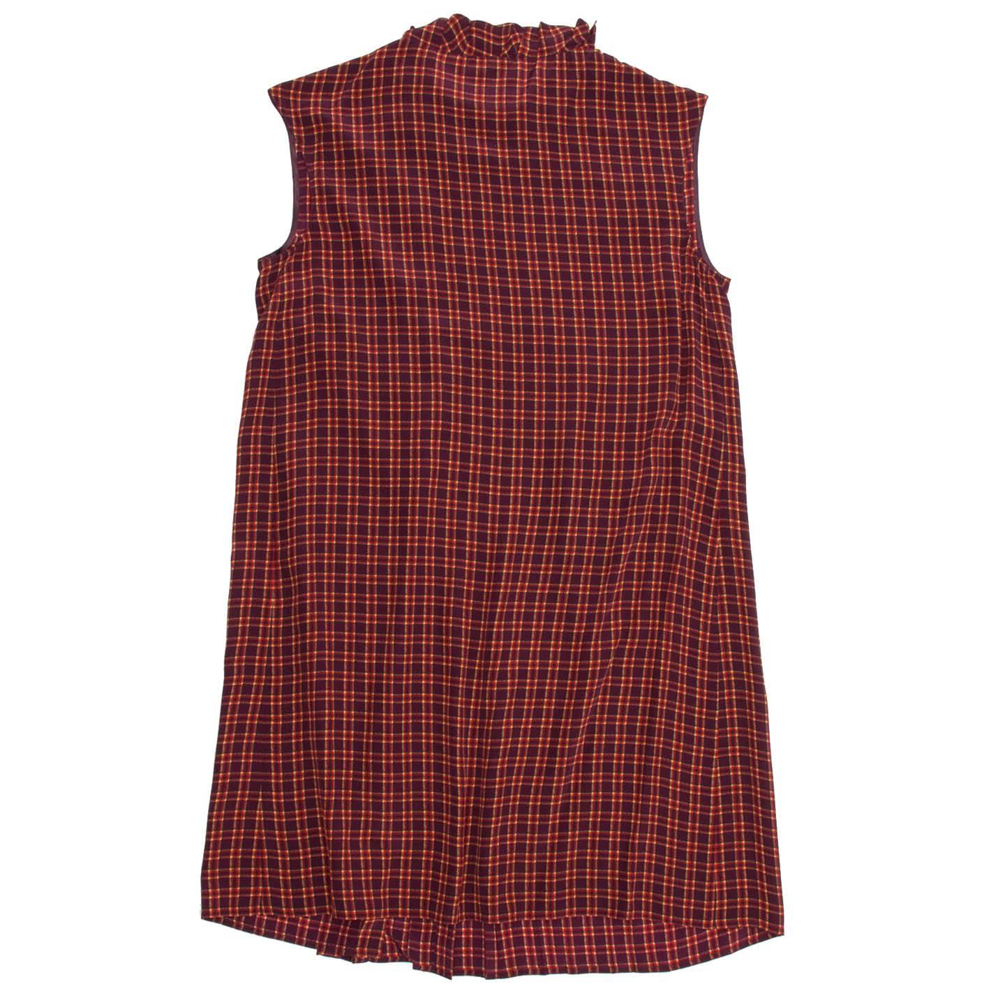 Brown Prada Red Plaid Shift Dress For Sale