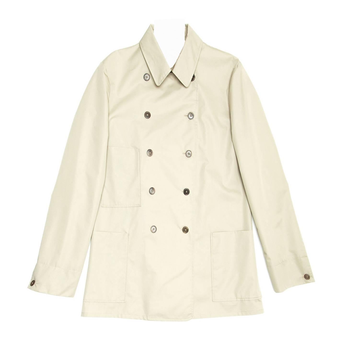 Jil Sander Ecru Double Breasted Raincoat For Sale