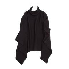 Balmain Black Wool & Cashmere Poncho 2