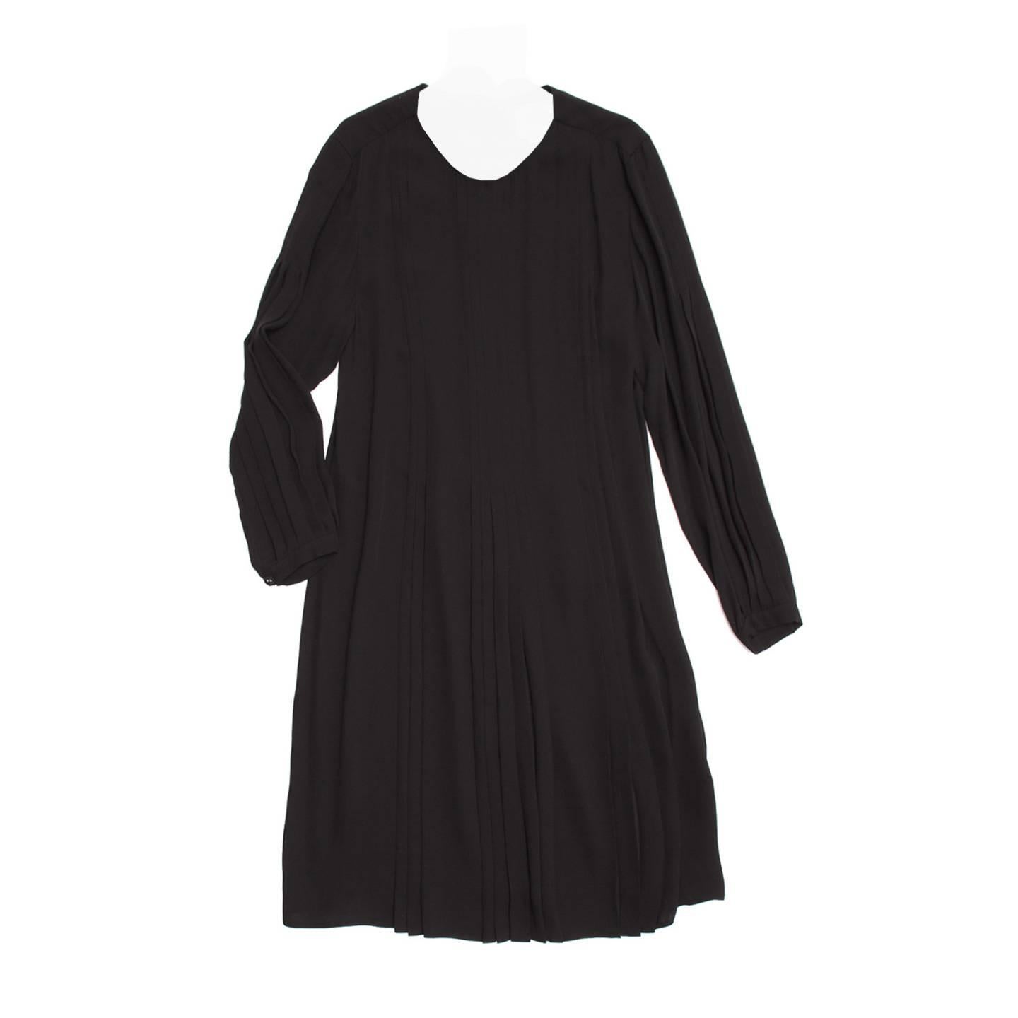 Prada Black Silk Long Sleeve Dress For Sale