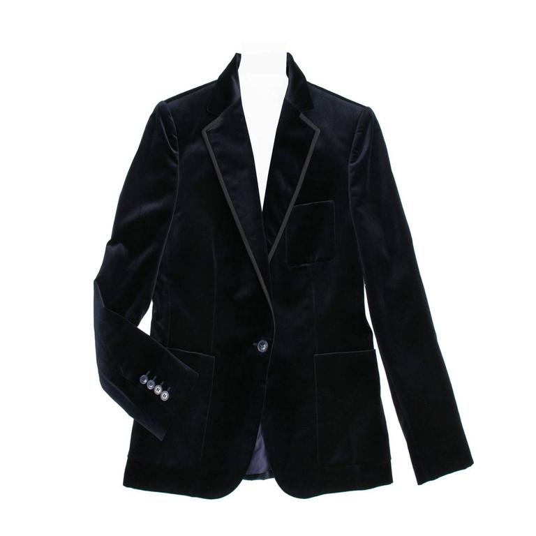 Stella McCartney Blue Cotton Velvet Blazer For Sale at 1stDibs