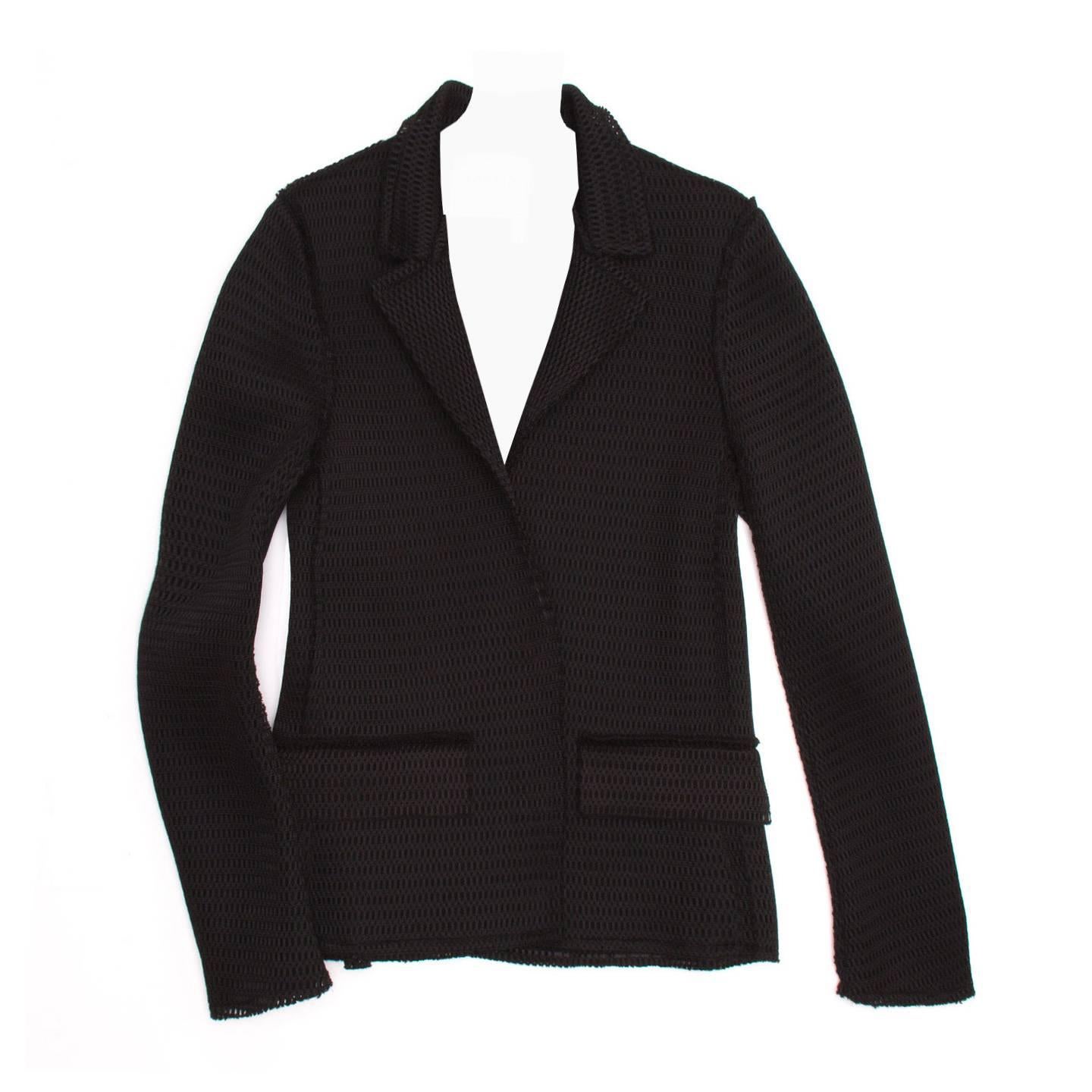 Lanvin Black Perforated Blazer For Sale