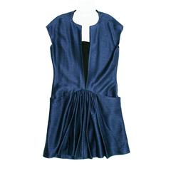 Balenciaga Blue Woven Drop Waist Dress 2