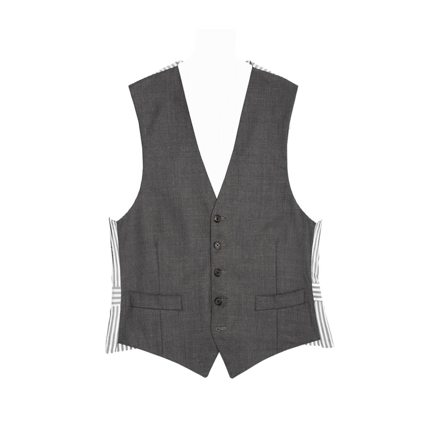 Thom Browne Heather Grey Wool Vest For Sale