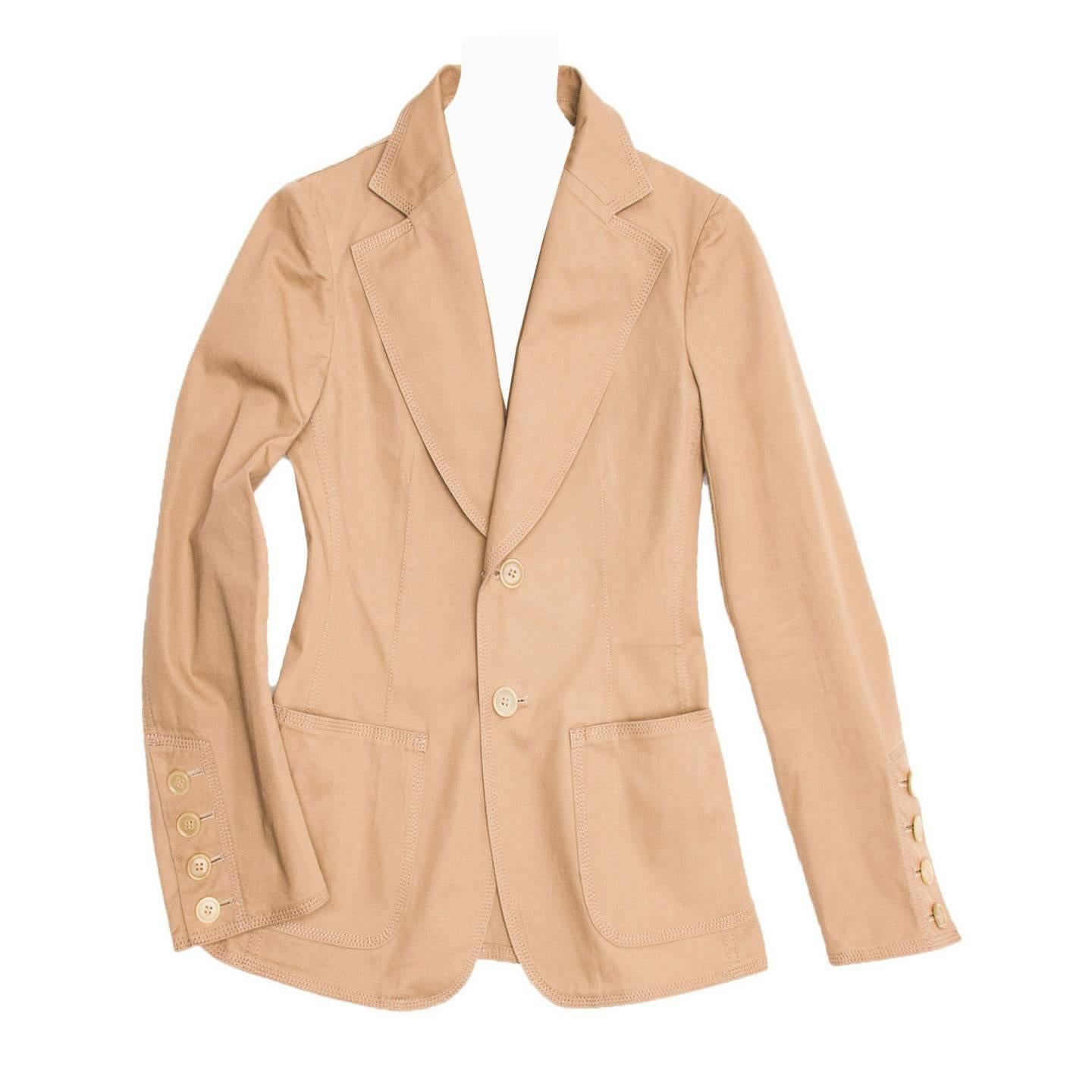 Junya Watanabe Tan Cotton Fitted Blazer For Sale