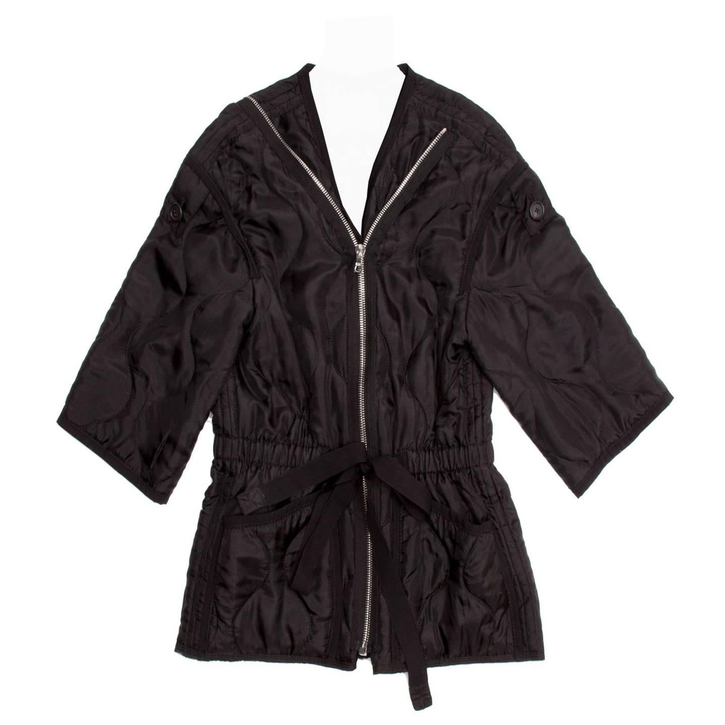 Marc Jacobs Black Quilted Zip Jacket For Sale