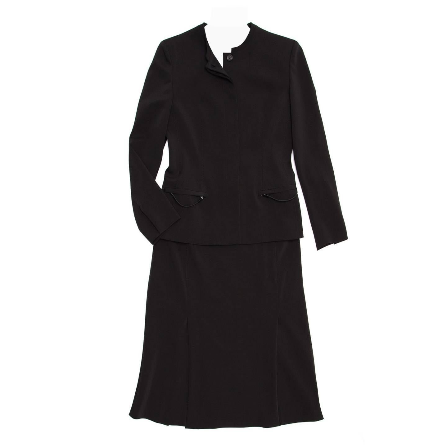 Prada Black Skirted Suit For Sale