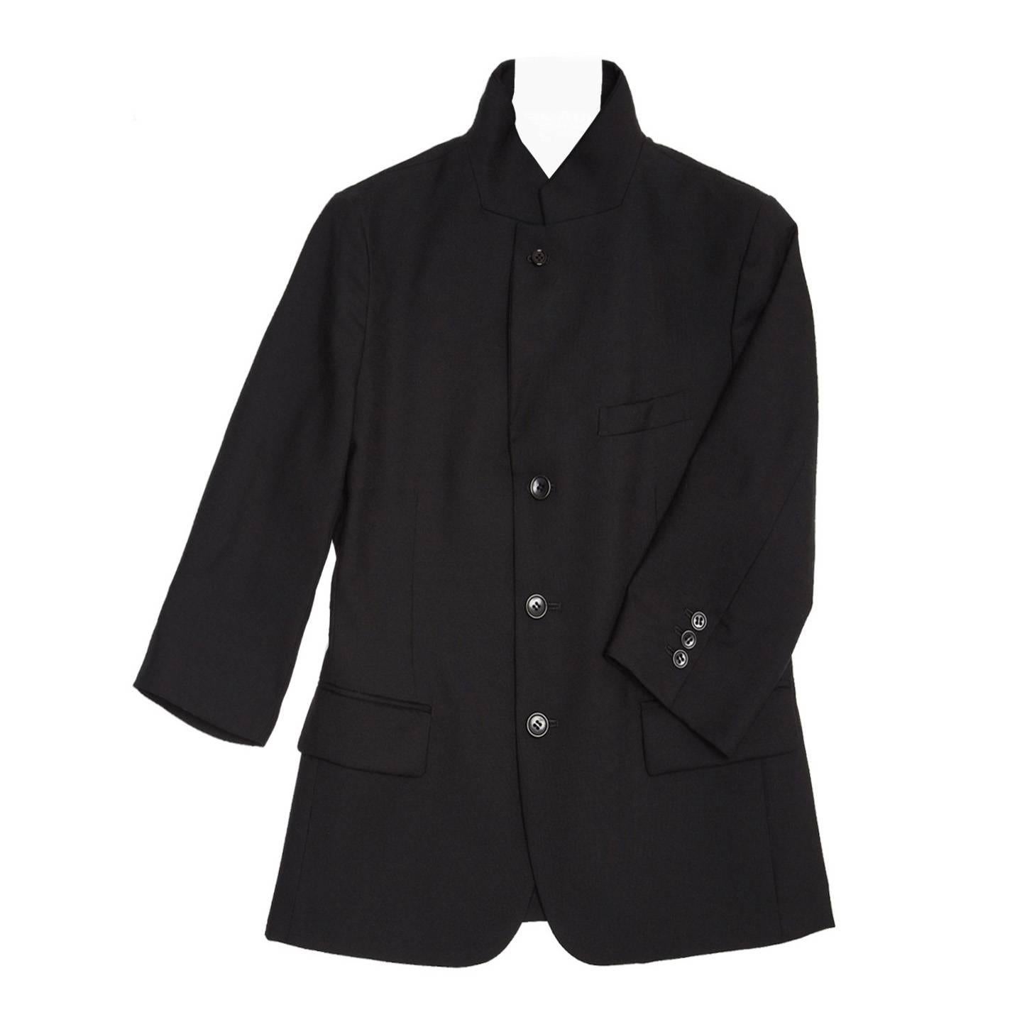 Comme des Garçons Black Wool 3/4 Sleeve Blazer For Sale
