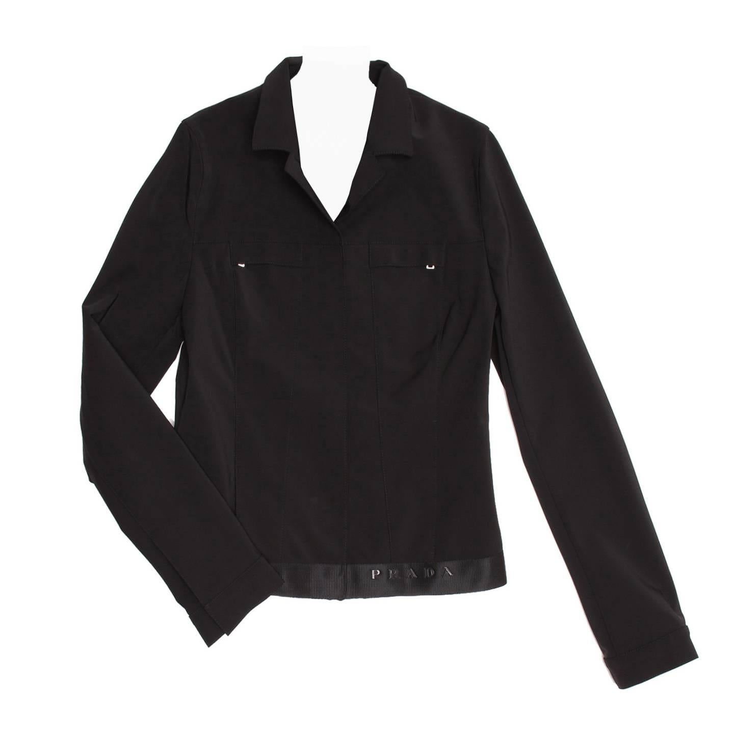 Prada Black Poly Nylon Jacket For Sale