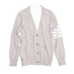 Thom Browne Light Grey Cashmere V-Neck Cardigan