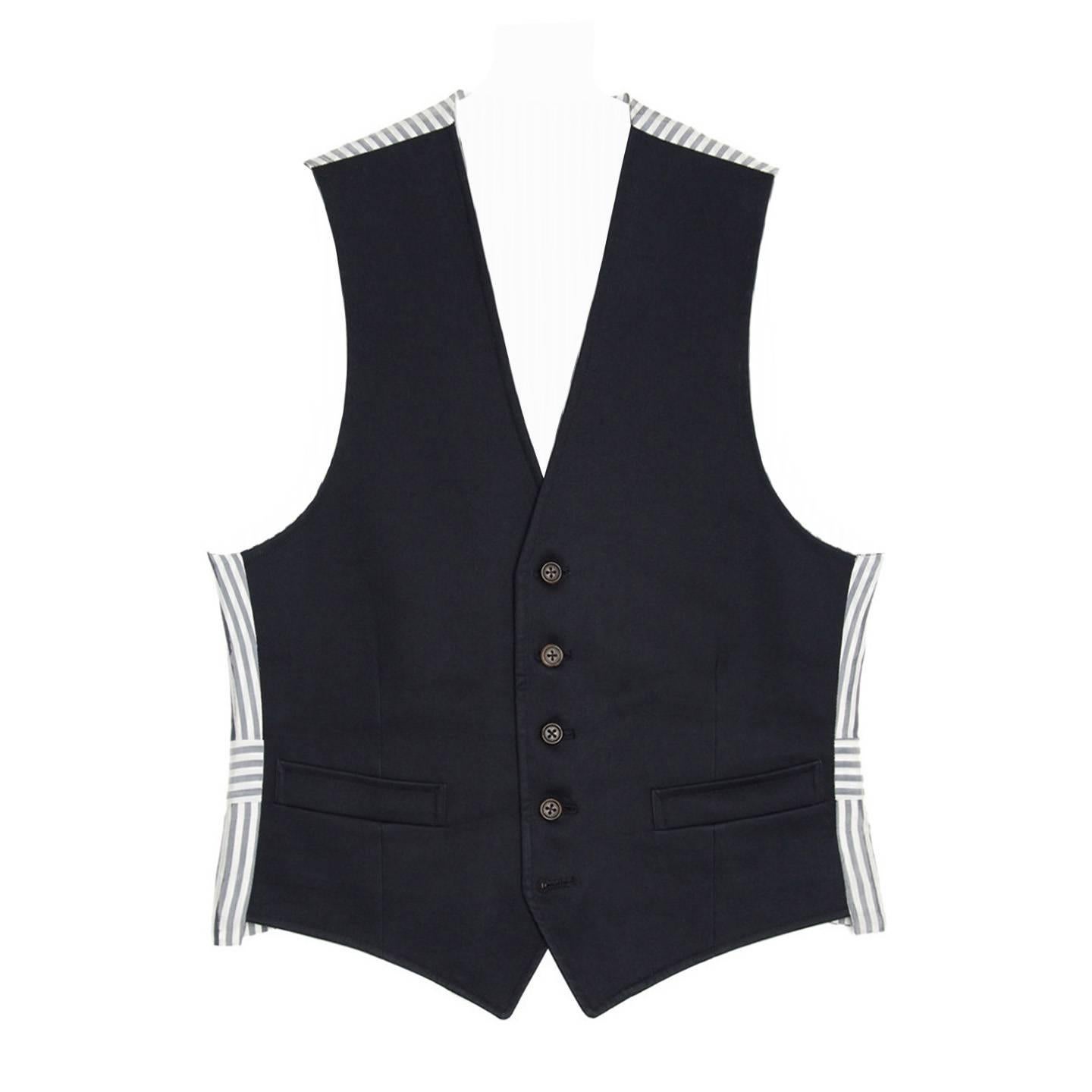 Thom Browne Navy Blue Mackintosh Vest For Sale