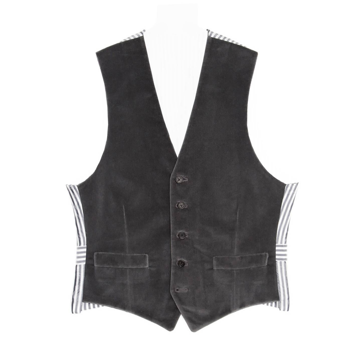 Thom Browne Grey Velvet Vest For Sale