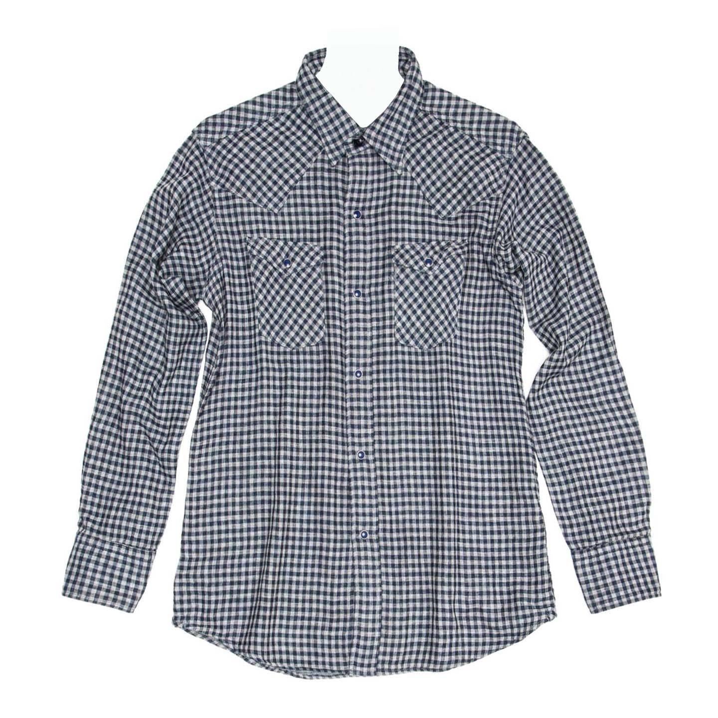 45rpm Blue & Grey Checked Shirt For Man For Sale