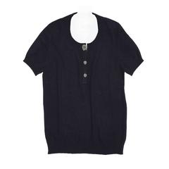 Chanel Navy Cashmere Short Sleeve Sweater