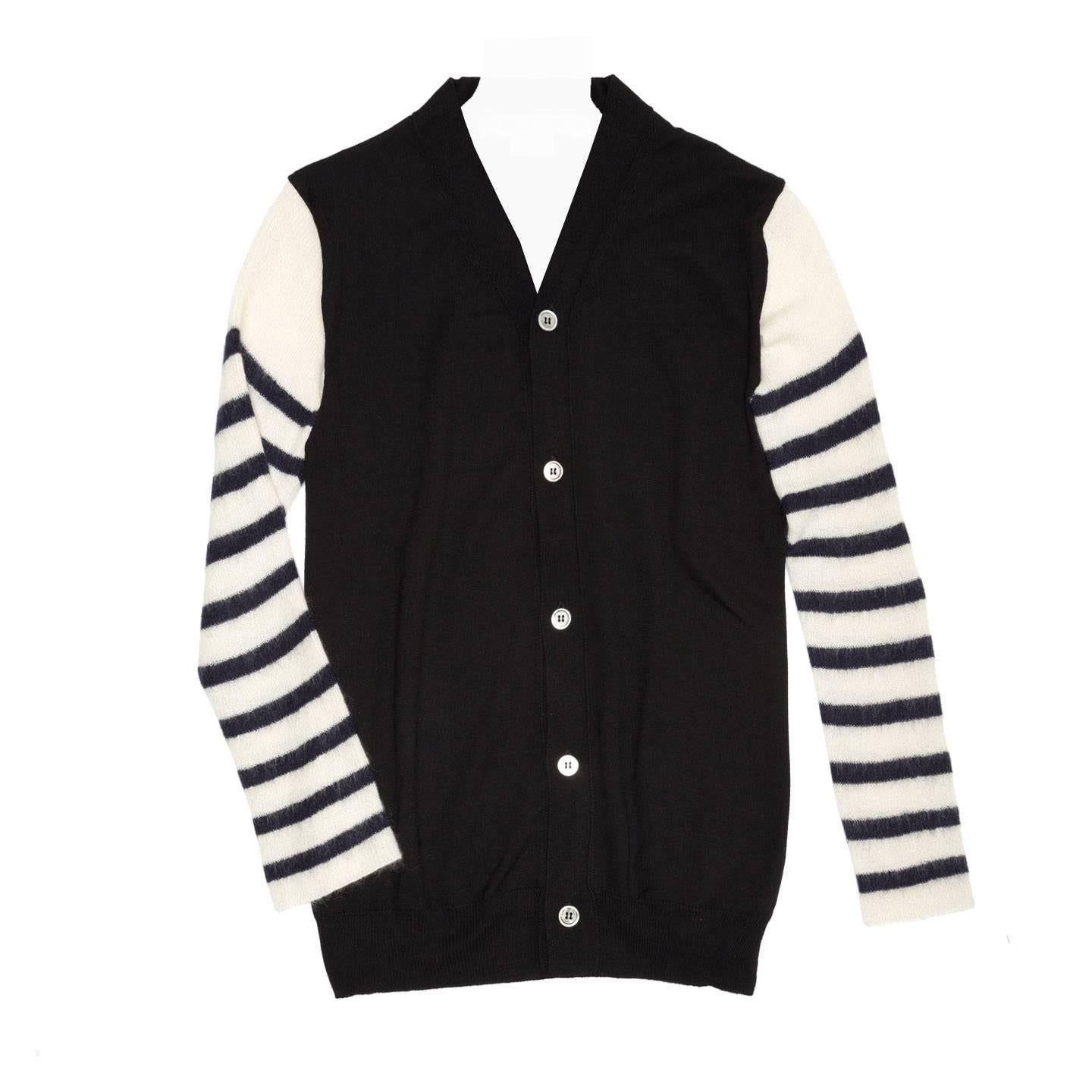 Comme des Garçons Black & Ivory Striped Cardigan For Sale