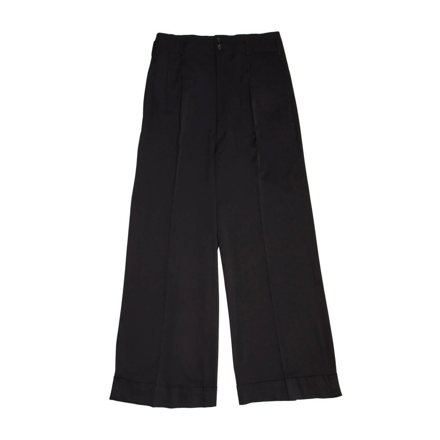 Comme des Garçons Black Pleated Wide Legged Pants For Sale