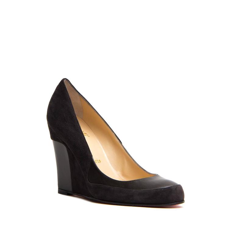 Christian Louboutin Grey Suede and Leather Wedges For Sale at 1stDibs