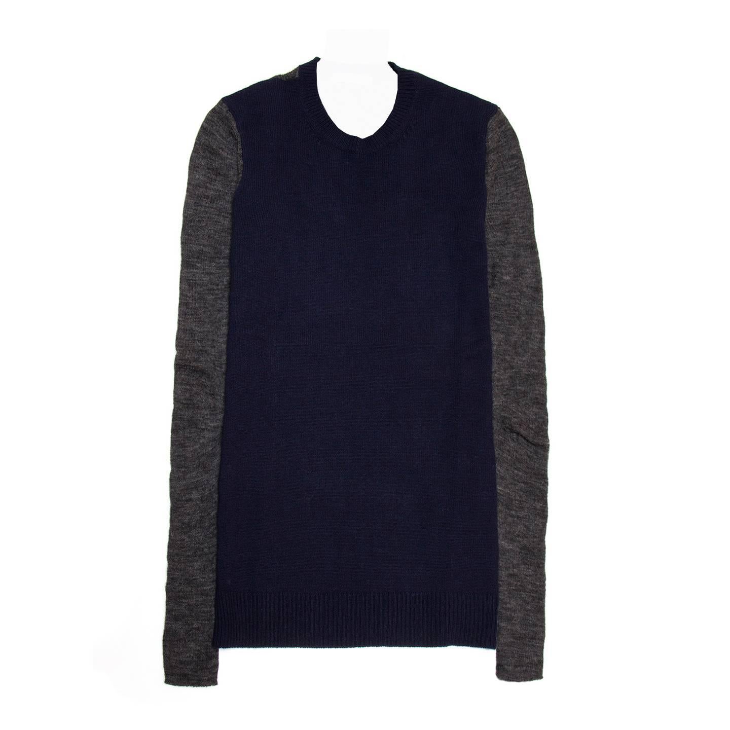 Celine Navy & Grey Cashmere Sweater For Sale