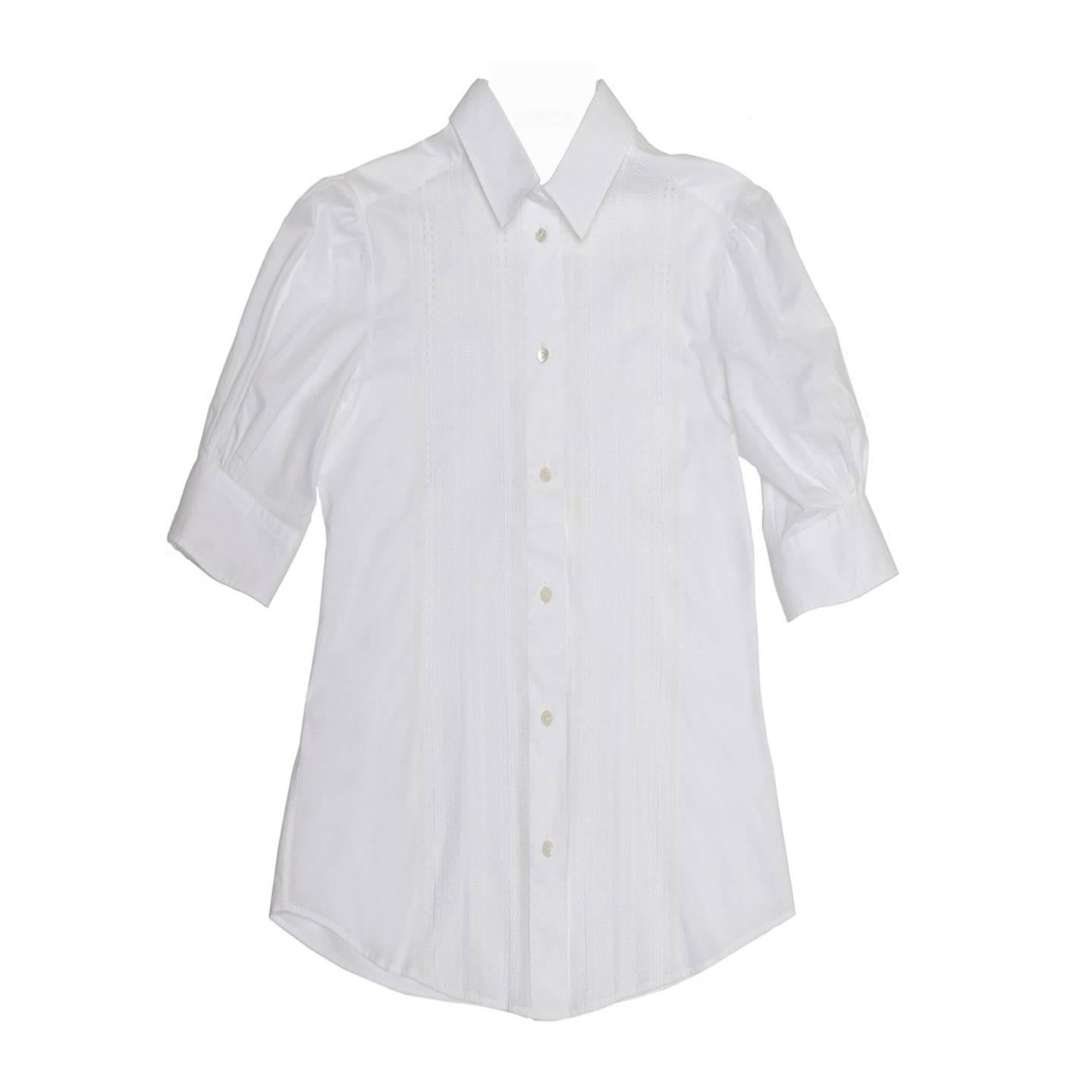 Dolce & Gabbana White Cotton & Lace Shirt For Sale