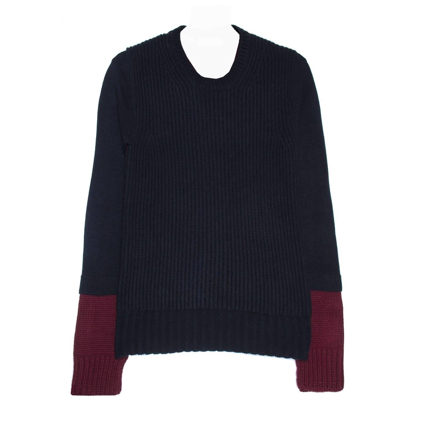 Celine Navy & Burgundy Sweater For Sale