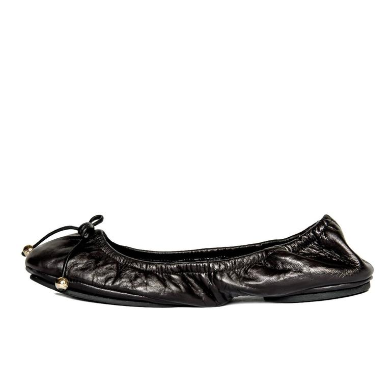 Fendi Black Leather Scrunch Ballerina Shoes For Sale at 1stDibs