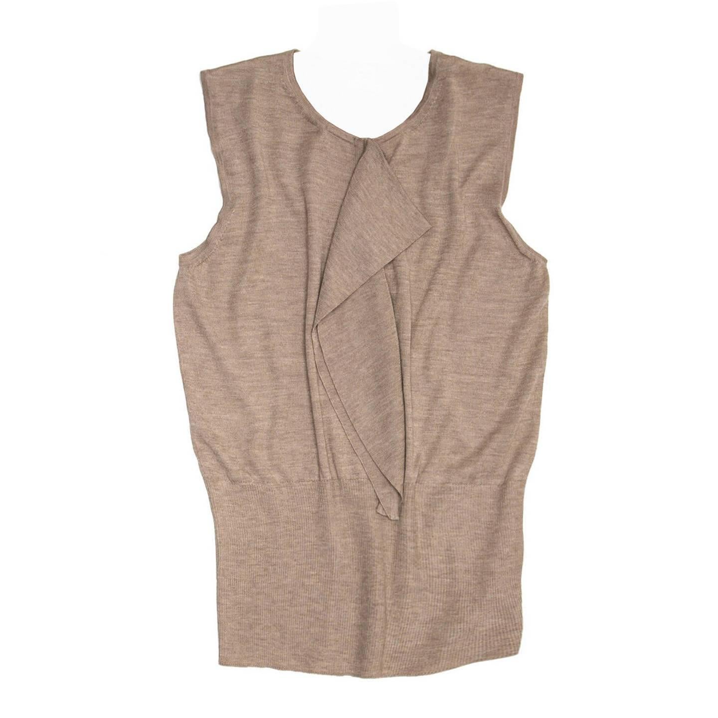 Hermès Sand Cashmere Sleeveless Sweater For Sale