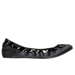 Lanvin Black Satin & Patent Leather Ballerinas