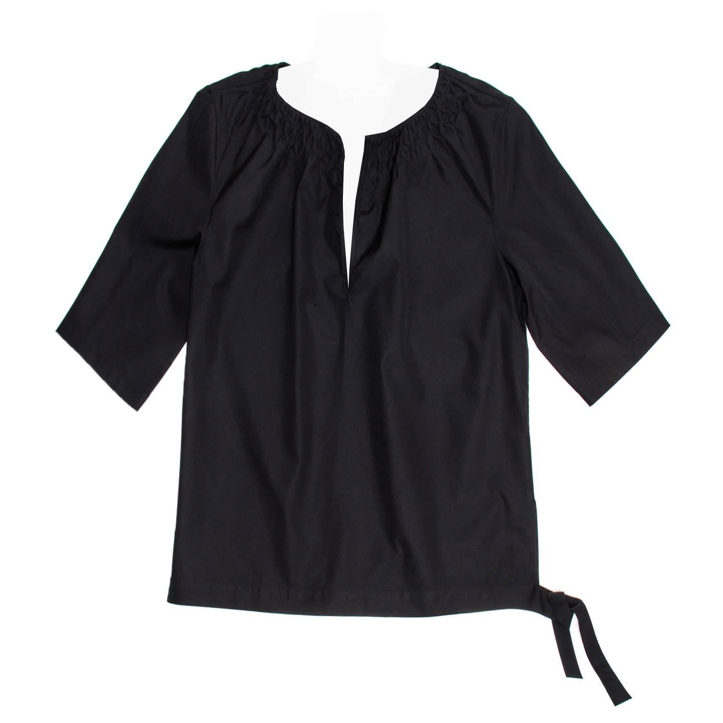 Jil Sander Black Cotton Top For Sale