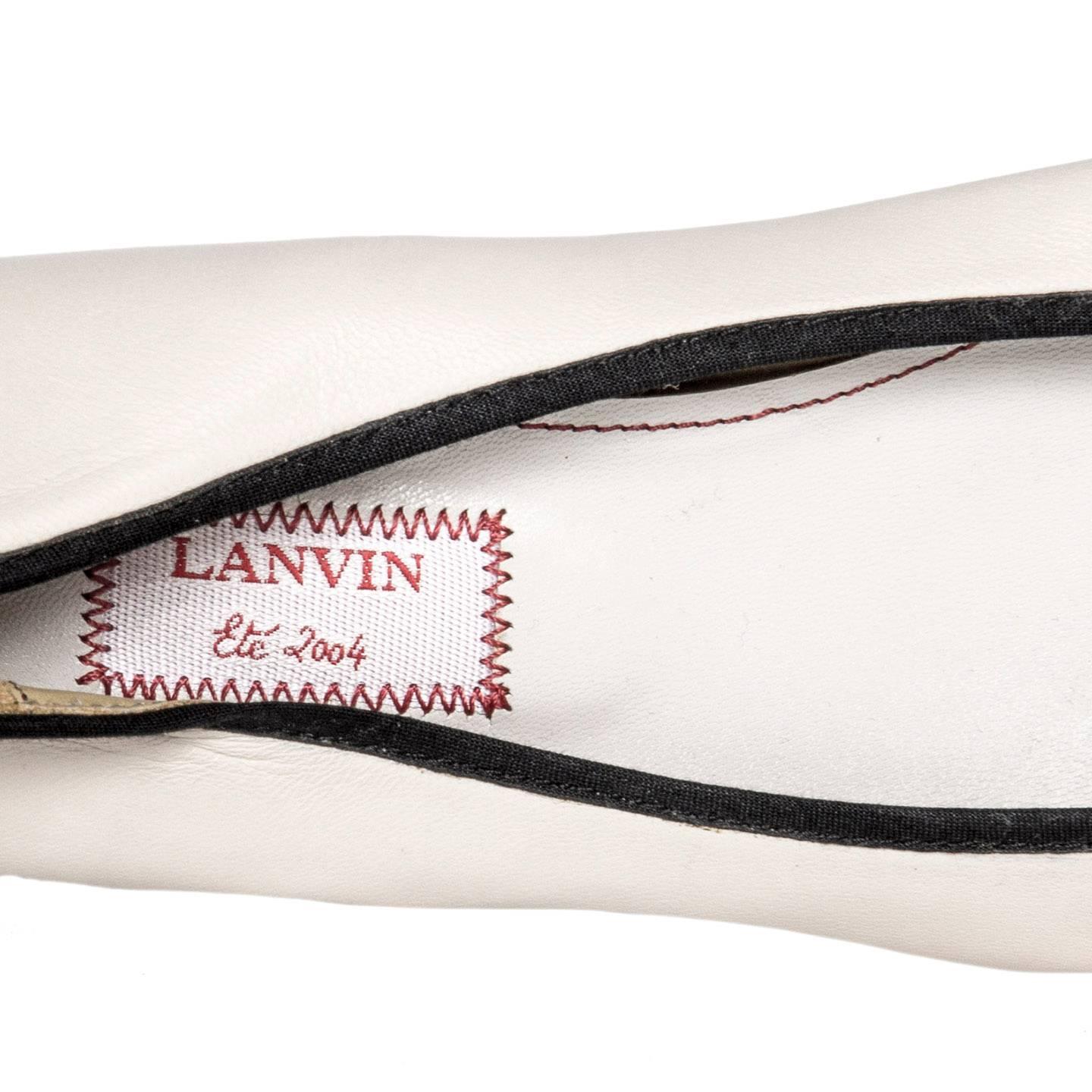 Lanvin Beige & Black Ballerina Shoes For Sale 1