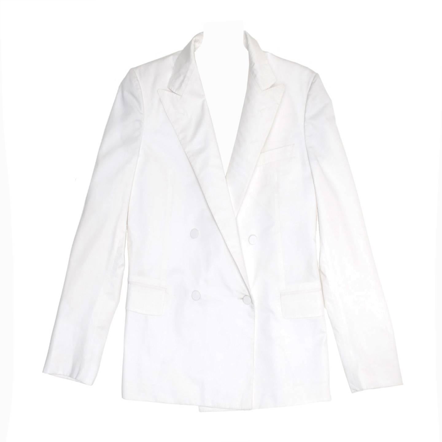 Lanvin White Cotton Boxy Blazer For Sale