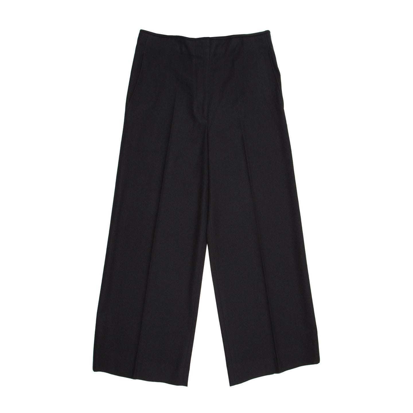 Jil Sander Black Wool Cropped Trousers For Sale