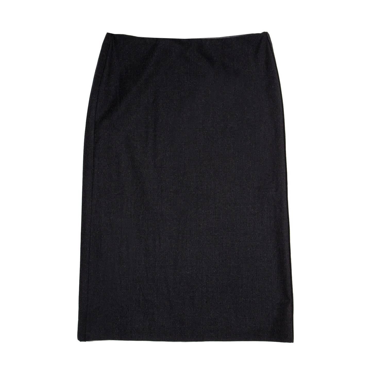 Jil Sander Grey Stetch Wool Skirt For Sale