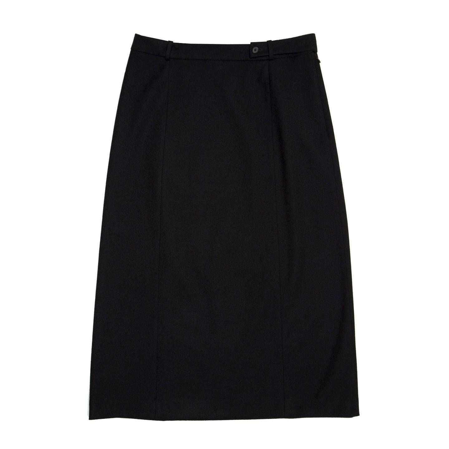 Prada Black Wool Straight Skirt For Sale