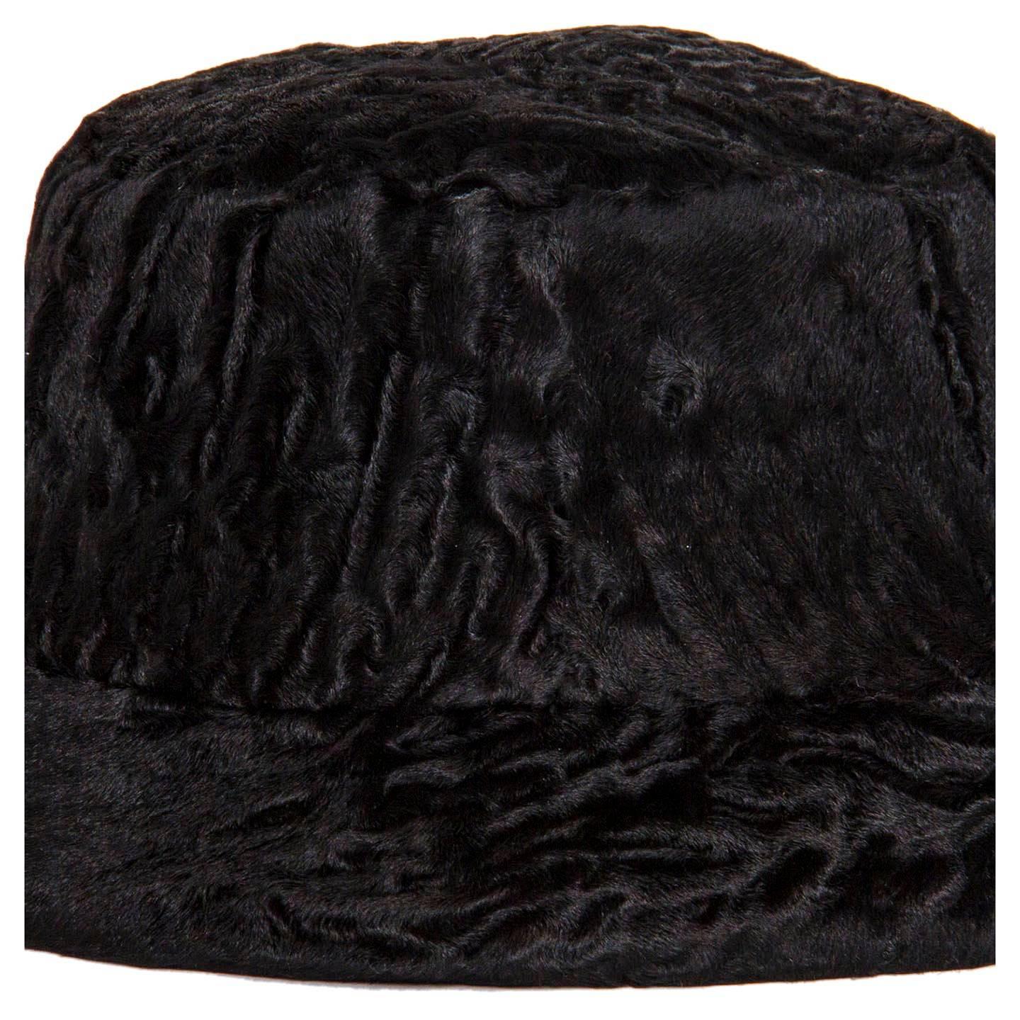 Women's Prada Black Broadtail Lamb Fur Hat